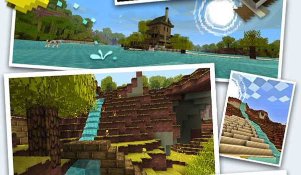 Minecraft landscape where we can appreciate the vivid colors offered by the Jolicraft textures.