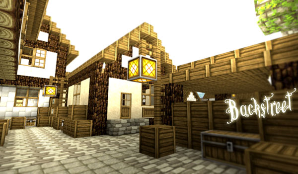 street of the village is decorated by summerfields texture pack.
