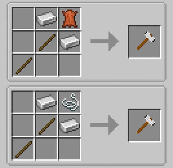 Image where we can see a couple of examples of the tools that we can make with the Easy Steel & More Mod.
