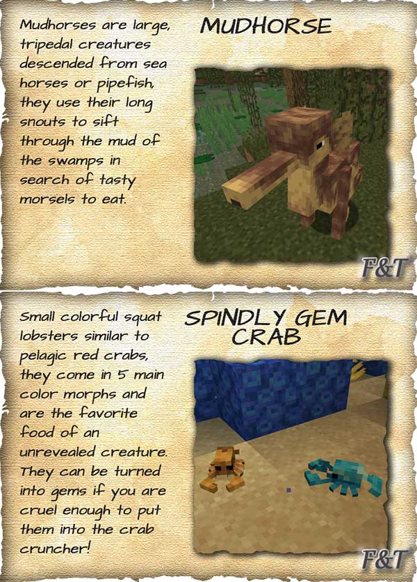 Composite image where we can see some examples of the new creatures that the Fins and Tails Mod will add.