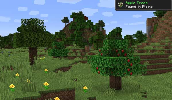 Image where we can see an apple tree, generated from the Premium Wood Mod.