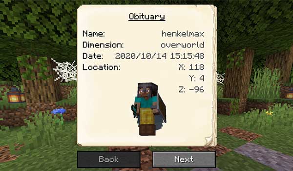 Image where we can see the obituary that will generate the GraveStone Mod.