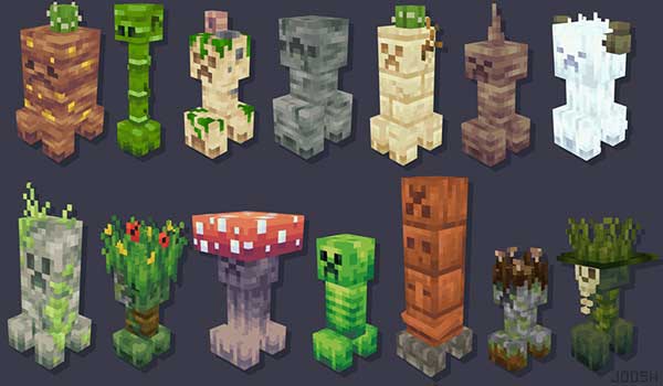 Image where we can see a sample of the new Creeper species that the Creeper Overhaul mod will add.
