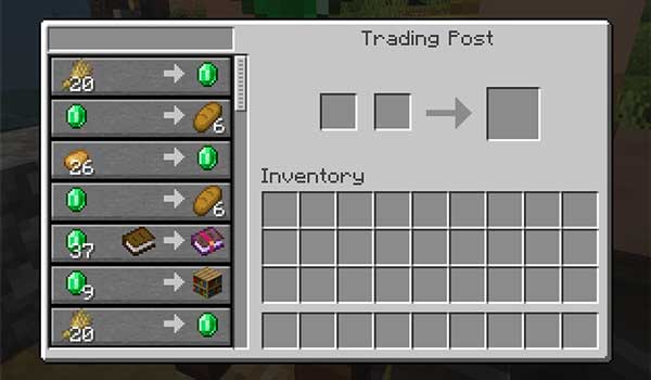Image where we can see the trading interface added by the Trading Post mod.
