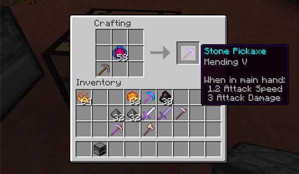 Image where we can see how a player applies one of the modifiers added by the Tool Upgrades mod to a spike.