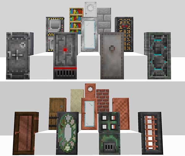 Composite image where we can see a display of some of the new Many Ideas Doors Mod door designs.