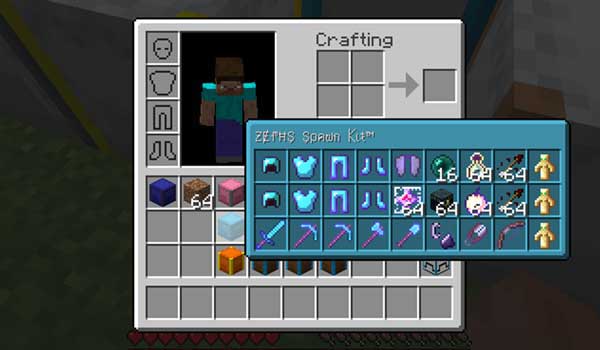 Image where we can see the functionality that, added by the Shulker Tooltip mod, allows to see the inventory of a Shulker Box from the character inventory.