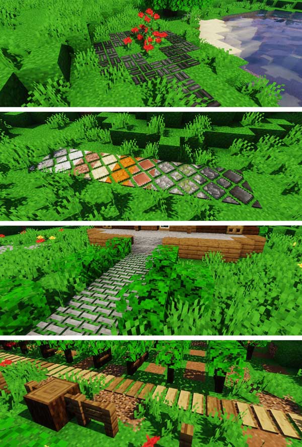 Image where we can see the paths and pavements that we can make with Macaw's Paths and Pavings Mod.