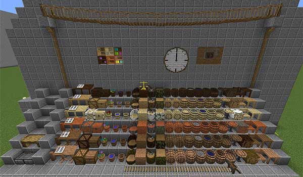 Image where we can see an exposition of all the blocks and decorative objects that the mod Project Brazier will offer us.
