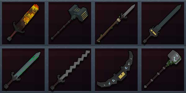 Image where we can see a sample of some of the weapons that we can get with the Simply Swords mod.
