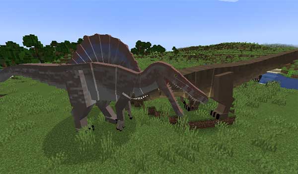 Image where we can see two of the various species of dinosaurs that will be generated with the AlternaCraft mod installed.