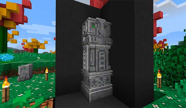 Image where we can see a sculpture sculpted with the tools offered by the Chisels & Bits mod.