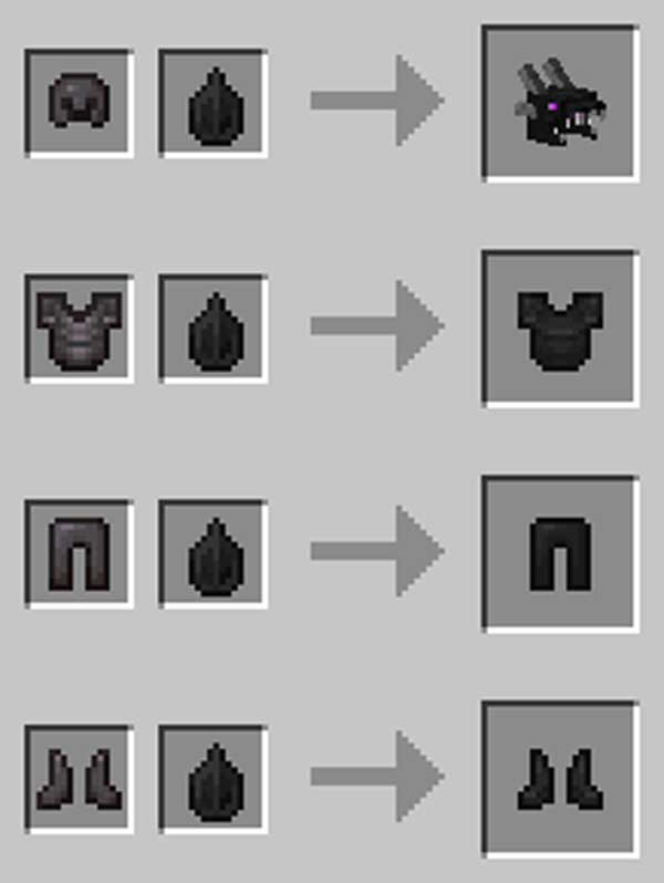 Image where we can see the manufacturing process of the armor pieces added by the DragonLoot mod.