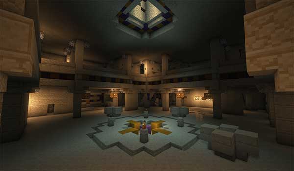 Image where we can see how the interior of a desert pyramid will look like with Yung's Better Desert Temples mod installed.